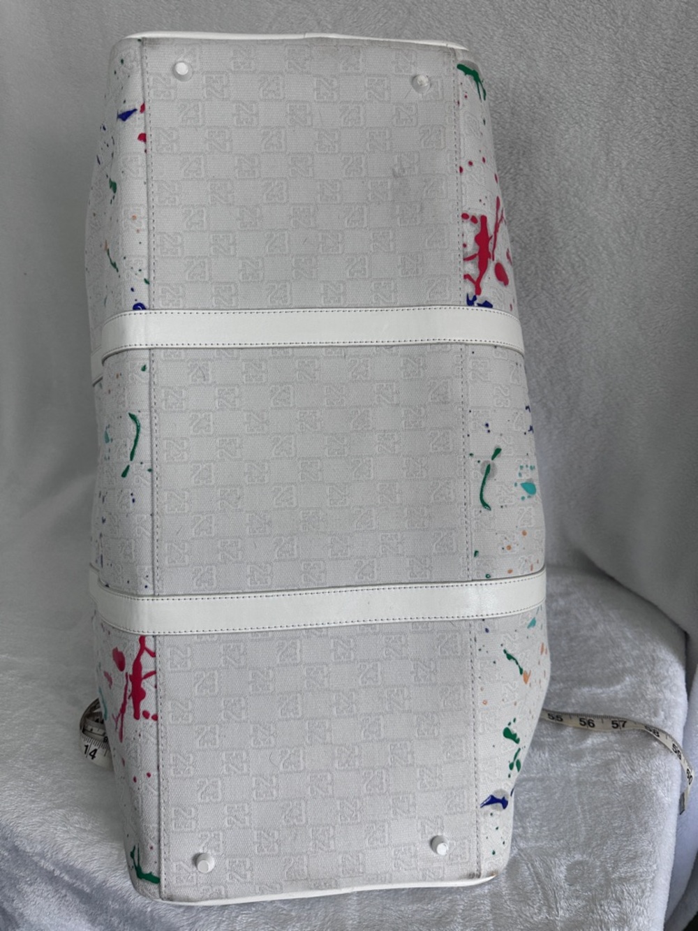 Jordan White Paint-Splatter Duffel with Matching Pouch - Picture 6 of 6